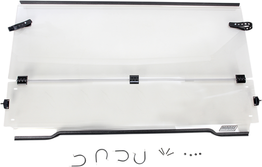 Moose Offroad Full Folding Windshield for Mule LEMA100-0009 - 4.5 mm Polycarbonate Shield with Hinged Ventilation and Stainless Steel Mounts