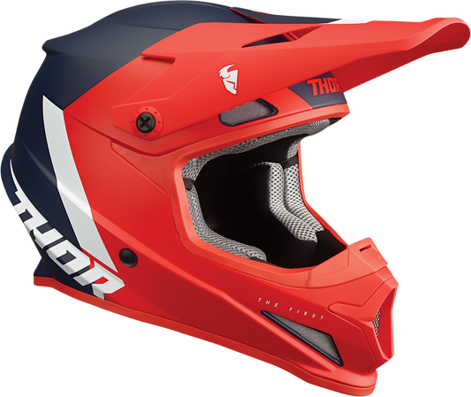 THOR Sector Helmet - Chev Red/Navy XS with Vented Design and Adjustable Features