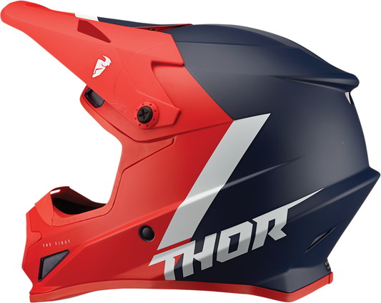 THOR Sector Helmet - Chev Red/Navy XS with Vented Design and Adjustable Features
