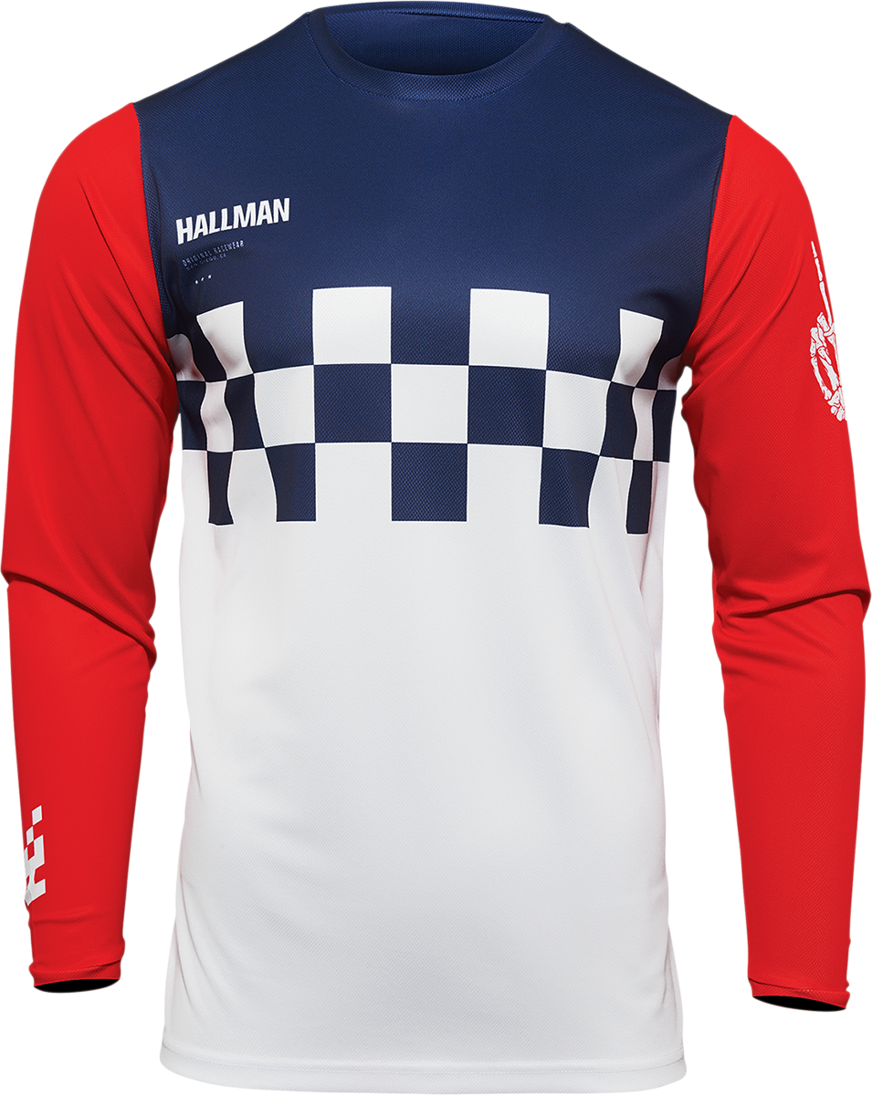 THOR Hallman Differ Cheq Jersey - White/Red/Blue - Medium (Part Number 2910-6578)