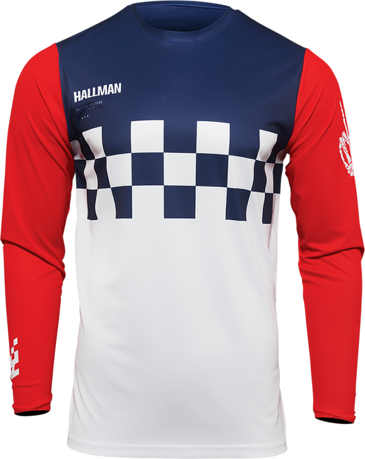 THOR Hallman Differ Cheq Jersey - White/Red/Blue - Medium (Part Number 2910-6578)