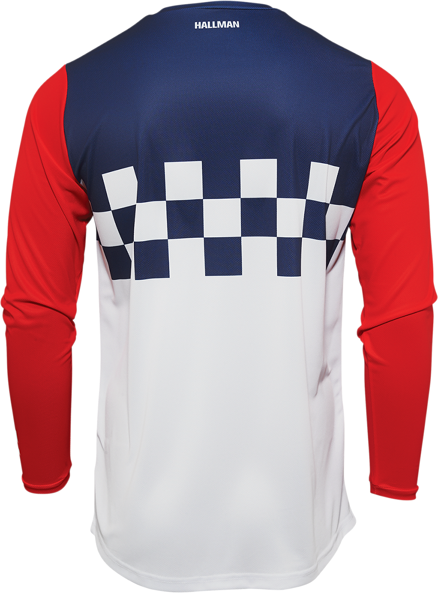 THOR Hallman Differ Cheq Jersey - White/Red/Blue - Medium (Part Number 2910-6578)