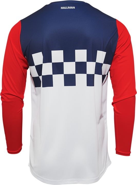 THOR Hallman Differ Cheq Jersey - White/Red/Blue - Medium (Part Number 2910-6578)