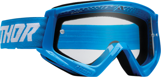 THOR Combat Goggle Racer Blue/White with Clear Lens (Part Number 2601-2708)