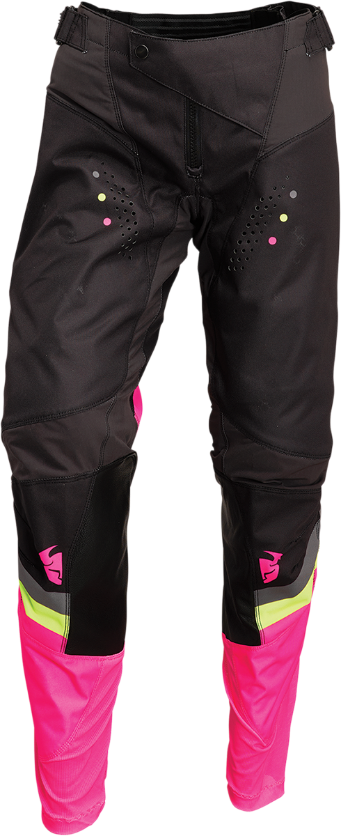 THOR Women's Pulse Rev Pants - Charcoal/Pink Fluo US 5/6 (Part No. 2902-0296)