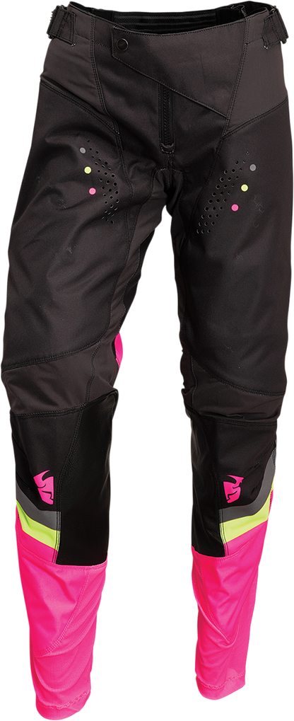 THOR Women's Pulse Rev Pants - Charcoal/Pink Fluo US 5/6 (Part No. 2902-0296)