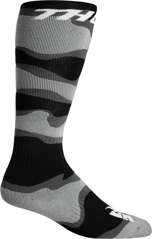 THOR Youth MX Camo Socks - Gray/White, Size 1-6 (Part No. 3431-0659)