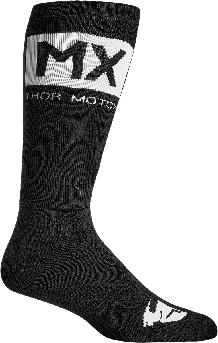 THOR Youth MX Solid Socks Size 1-6 - Black and White - Part Number 3431-0662