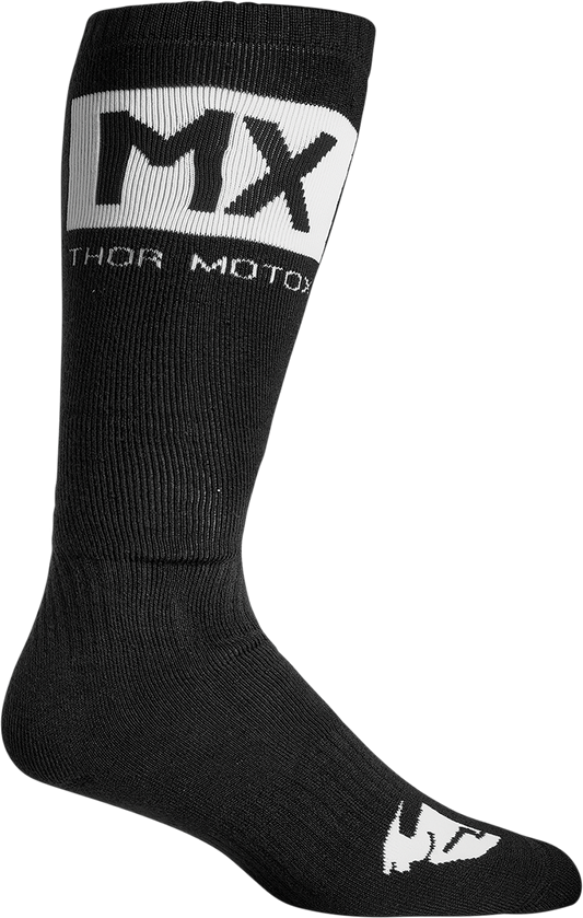 THOR Youth MX Solid Socks Size 1-6 - Black and White - Part Number 3431-0662