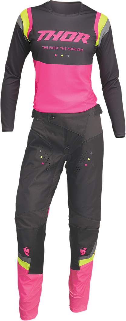 THOR Women's Pulse Rev Pants - Charcoal and Pink Fluo, US 3/4 - Part 2902-0295