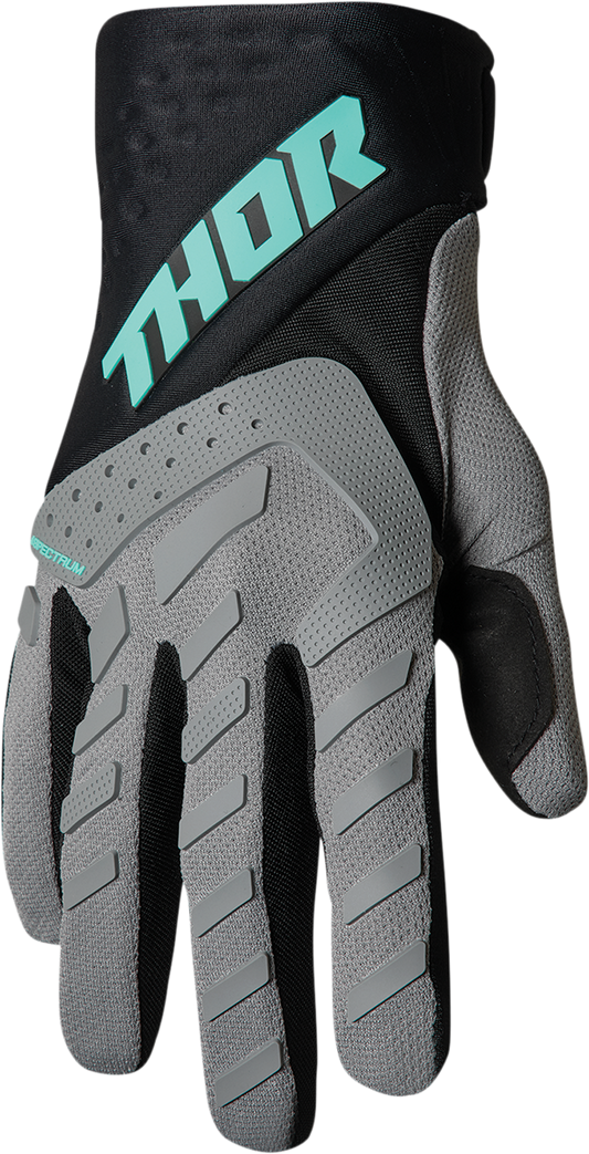 THOR Youth Spectrum Gloves Large 3332-1601 – Gray, Black & Mint with Touch Screen Compatibility