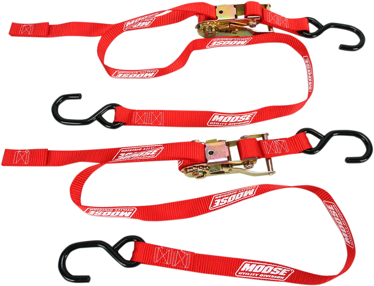 Moose Offroad 1-Inch Red Ratchet Tie-Downs with Heavy-Duty Hooks (Part #3920-0298)