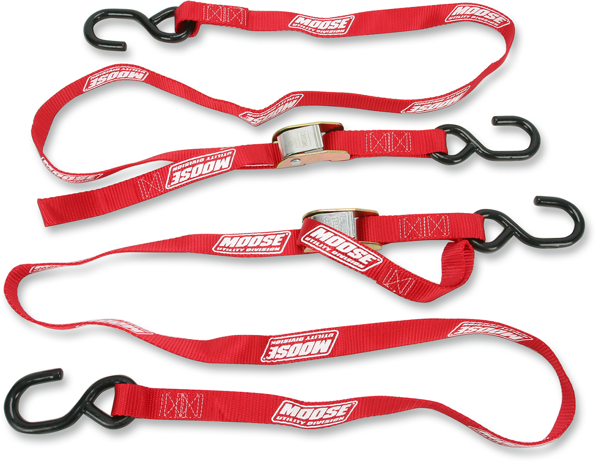 Moose Offroad 1-inch Red Tie-Down Straps with Rubber-Coated Hooks (Part Number 3920-0295)
