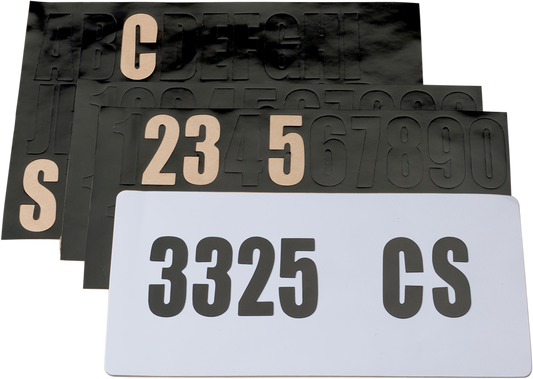 Moose Offroad License Plate Decal Kit M-01005 with Black Number and Letter Decals