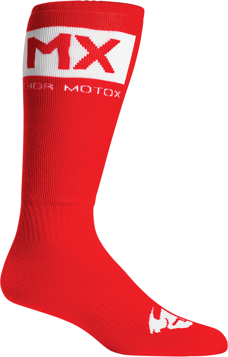 THOR Youth MX Solid Socks - Red/White, Size 1-6 - Part Number 3431-0661