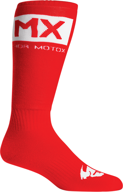 THOR Youth MX Solid Socks - Red/White, Size 1-6 - Part Number 3431-0661