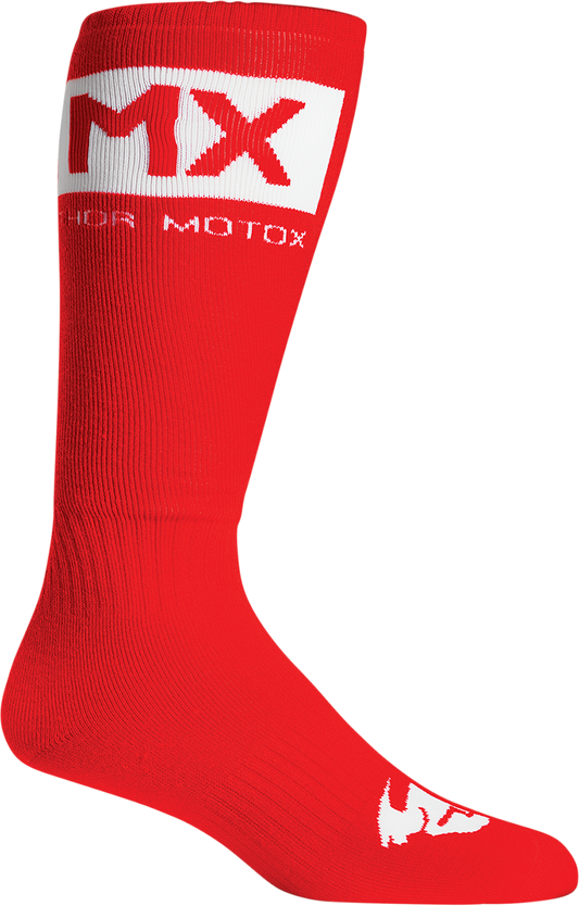 THOR Youth MX Solid Socks - Red/White, Size 1-6 - Part Number 3431-0661