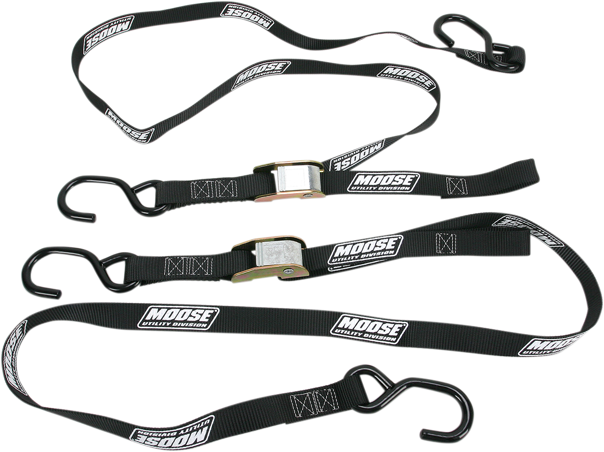 Moose Offroad 1-Inch Black Tie-Downs with Heavy-Duty Hooks - Model 3920-0294