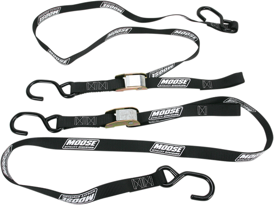 Moose Offroad 1-Inch Black Tie-Downs with Heavy-Duty Hooks - Model 3920-0294