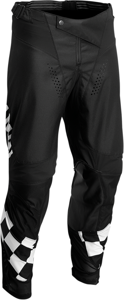 THOR Hallman Differ Cheq Pants - Black/White US 32 with Pre-Curved Chassis and Ventilation