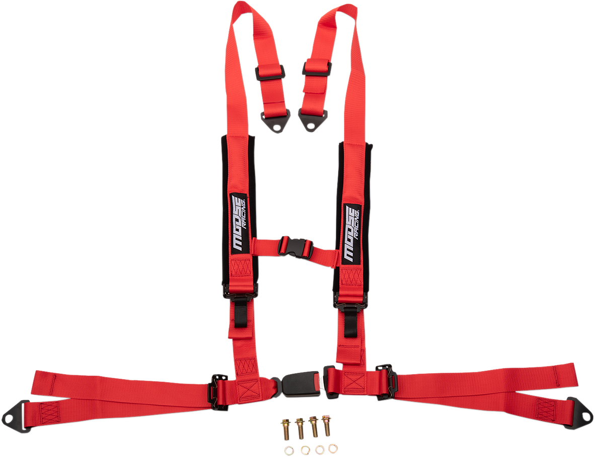 Moose Offroad 4-Point Seat Harness with Red 2-Inch Straps - Part 100-4403-PU