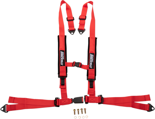 Moose Offroad 4-Point Seat Harness with Red 2-Inch Straps - Part 100-4403-PU