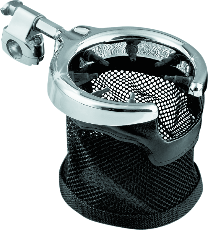 Kuryakyn Universal Passenger Drink Holder with Basket in Black and Chrome, Part No. kur1484