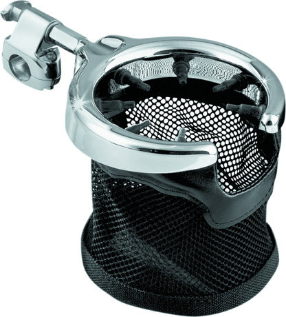 Kuryakyn Universal Passenger Drink Holder with Basket in Black and Chrome, Part No. kur1484