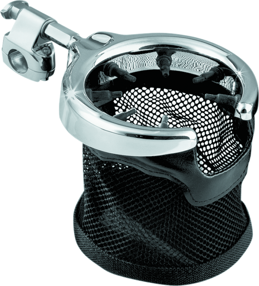 Kuryakyn Universal Passenger Drink Holder with Basket in Black and Chrome, Part No. kur1484