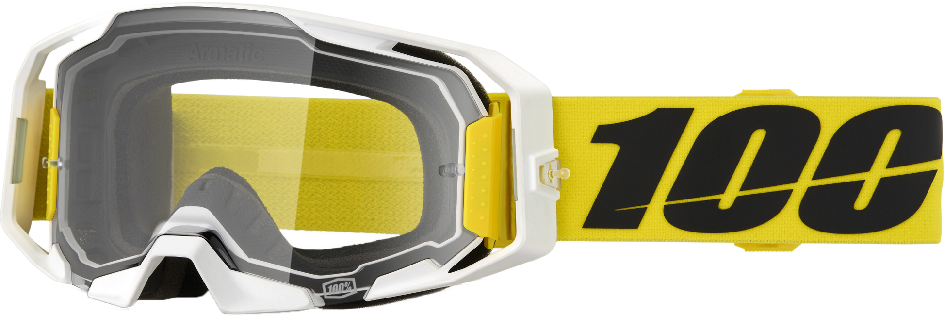 100 Percent Armatic Goggle with Valera Clear Lens – High-Impact MX Goggles with Quick-Release System