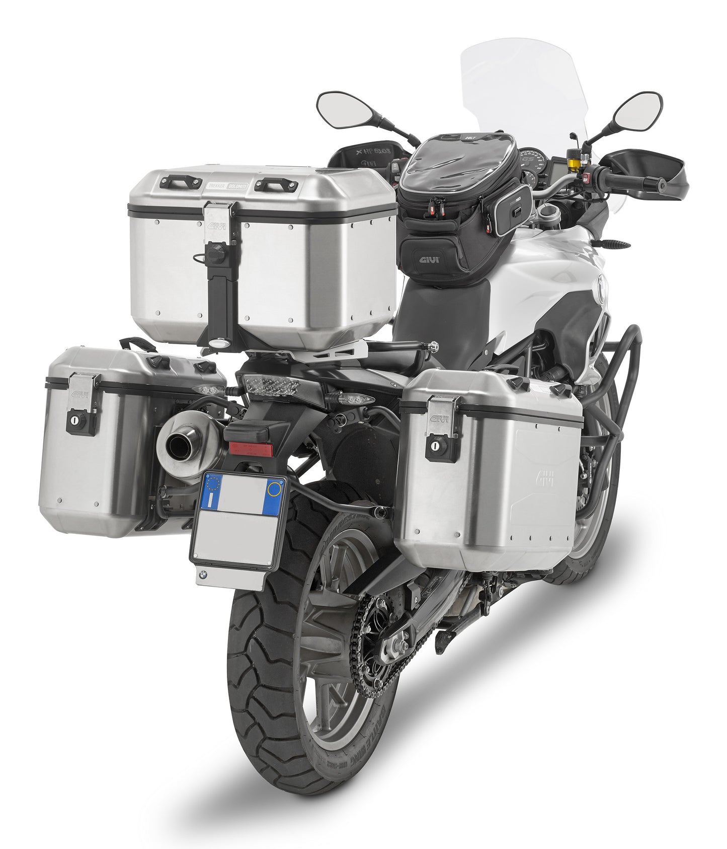 GIVI Dolomiti Monokey Top Case 46L Silver - Durable Motorcycle Luggage with Security Lock