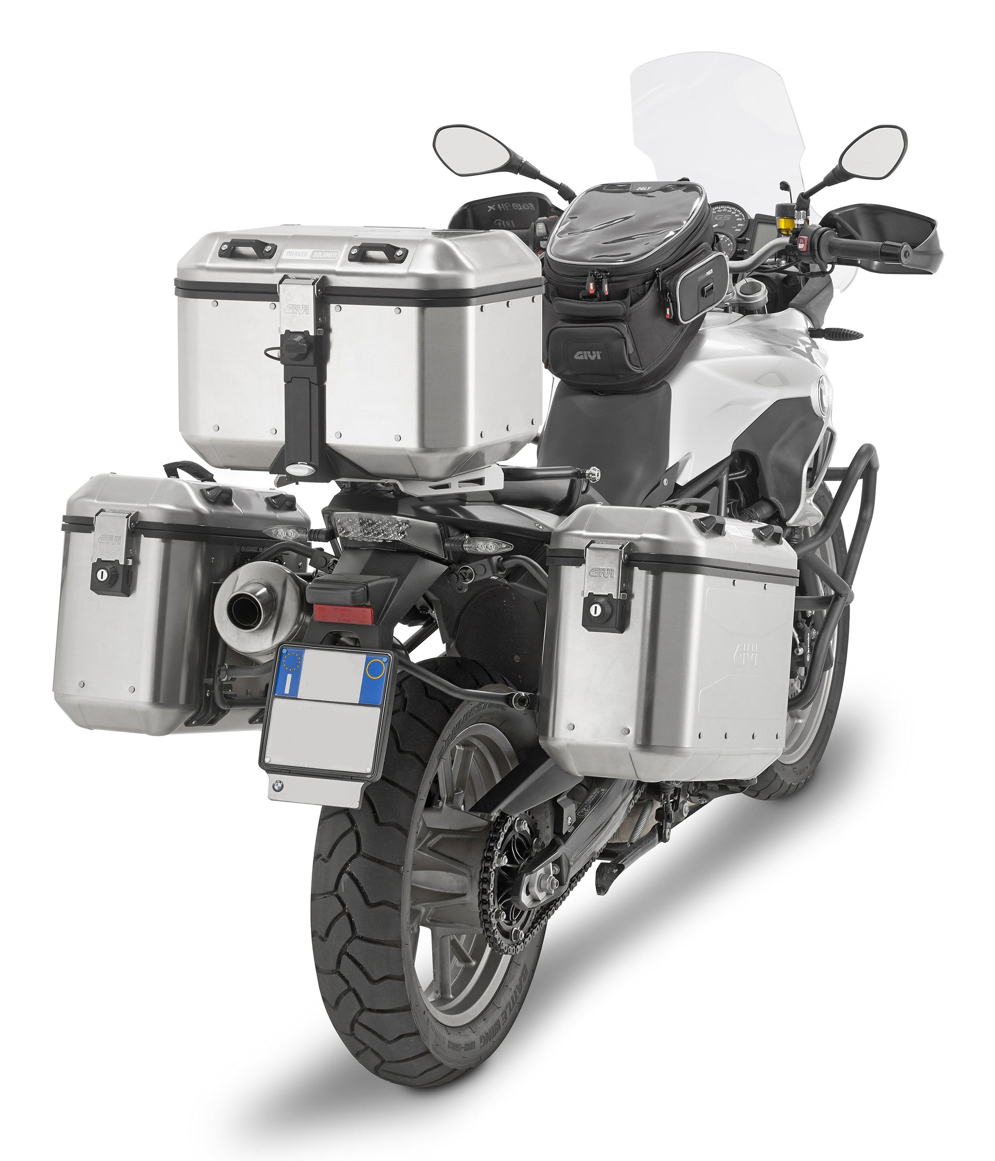GIVI Dolomiti Monokey Top Case 46L Silver - Durable Motorcycle Luggage with Security Lock