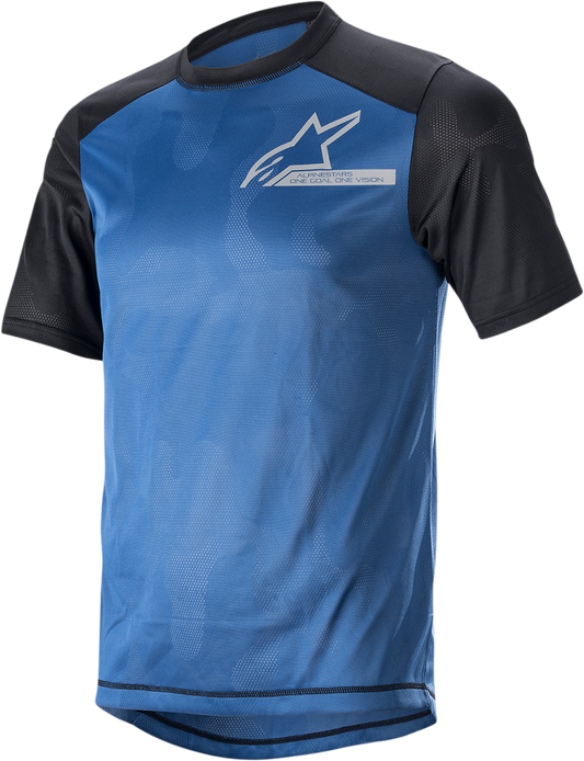 Alpinestars Alps 4.0 V2 Short-Sleeve Jersey - Blue/Black/Light Gray - Medium (Part #1765922-7318-MD)