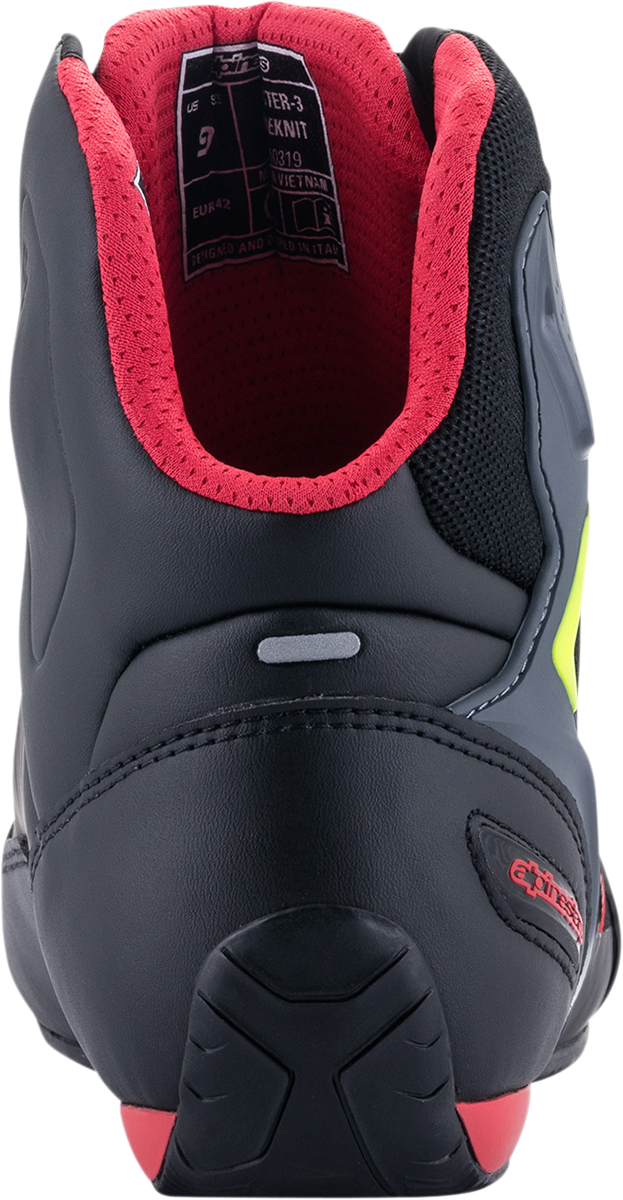 Alpinestars Faster-3 Rideknit® Shoes US 13.5 / EU 47.5 – Black, Red, Yellow (Part No. 251031913613.5)
