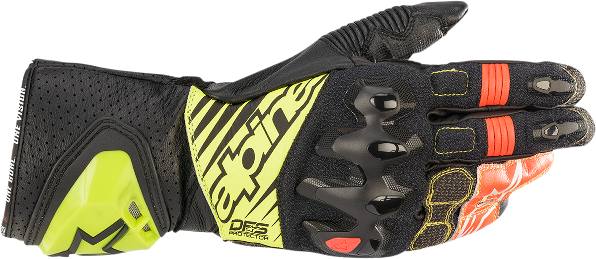 Alpinestars GP Tech V2 S Gloves - Black, Fluo Yellow, White, Fluo Red - Medium