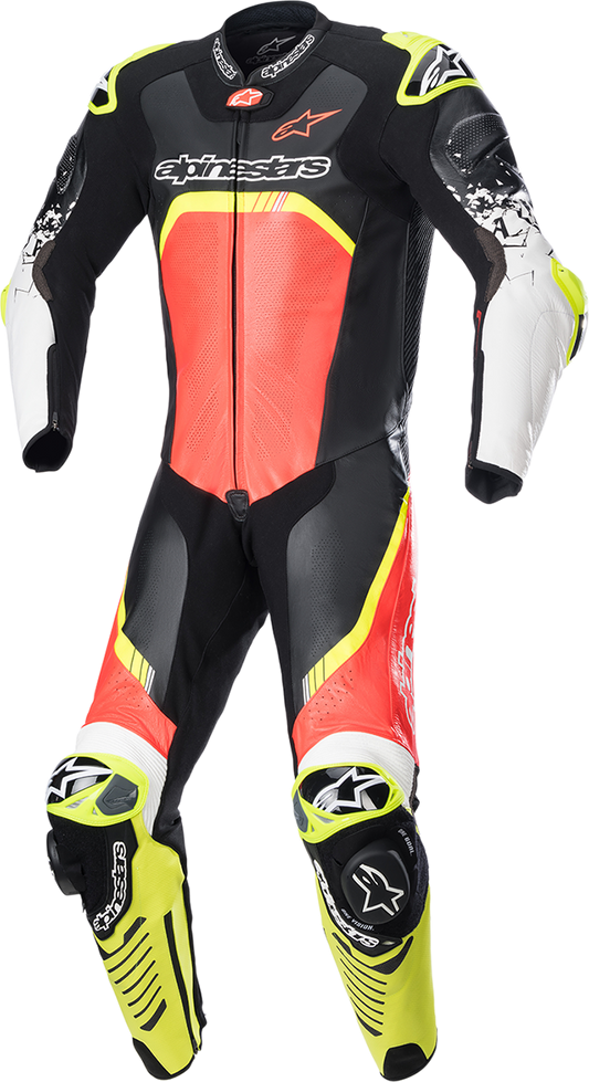 Alpinestars GP Tech v4 Leather Suit - Black/Red/Yellow Fluo, US 46 / EU 56 - Part 3156822-1355-56