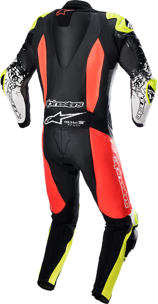Alpinestars GP Tech v4 Leather Suit - Black/Red/Yellow Fluo, US 46 / EU 56 - Part 3156822-1355-56