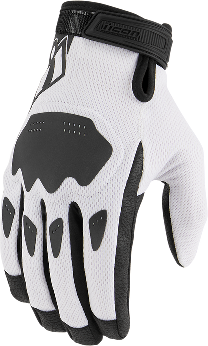 ICON Hooligan CE Gloves - White, Large - Sport Riding Performance with Advanced Synthetic Materials