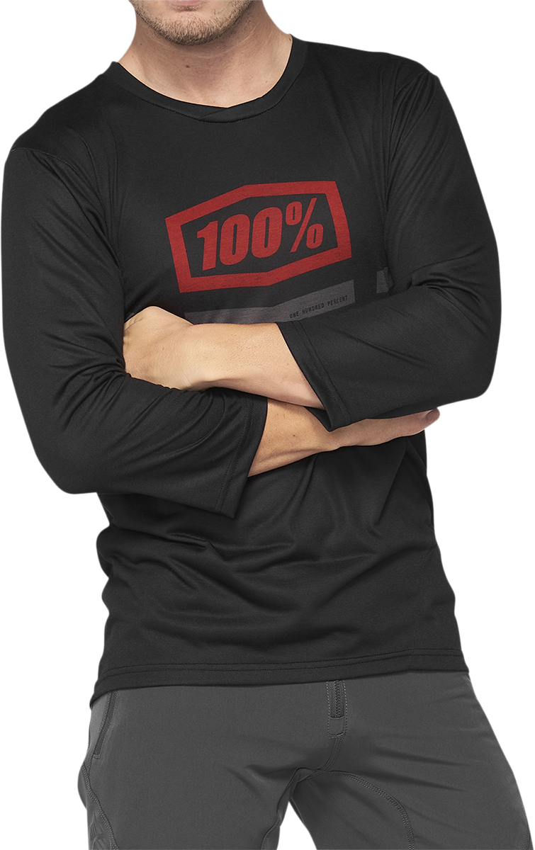 100% Airmatic 3/4 Sleeve Jersey Black/Red XL - Durable Trail Riding Comfort