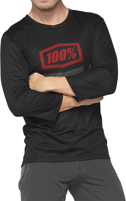 100% Airmatic 3/4 Sleeve Jersey Black/Red XL - Durable Trail Riding Comfort