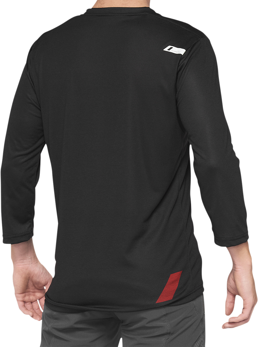 100% Airmatic 3/4 Sleeve Jersey Black/Red XL - Durable Trail Riding Comfort