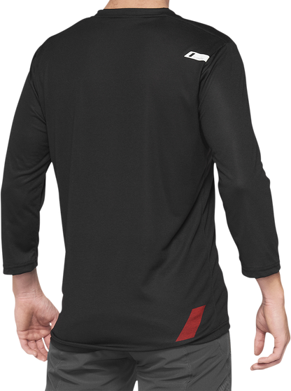 100% Airmatic 3/4 Sleeve Jersey Black/Red XL - Durable Trail Riding Comfort