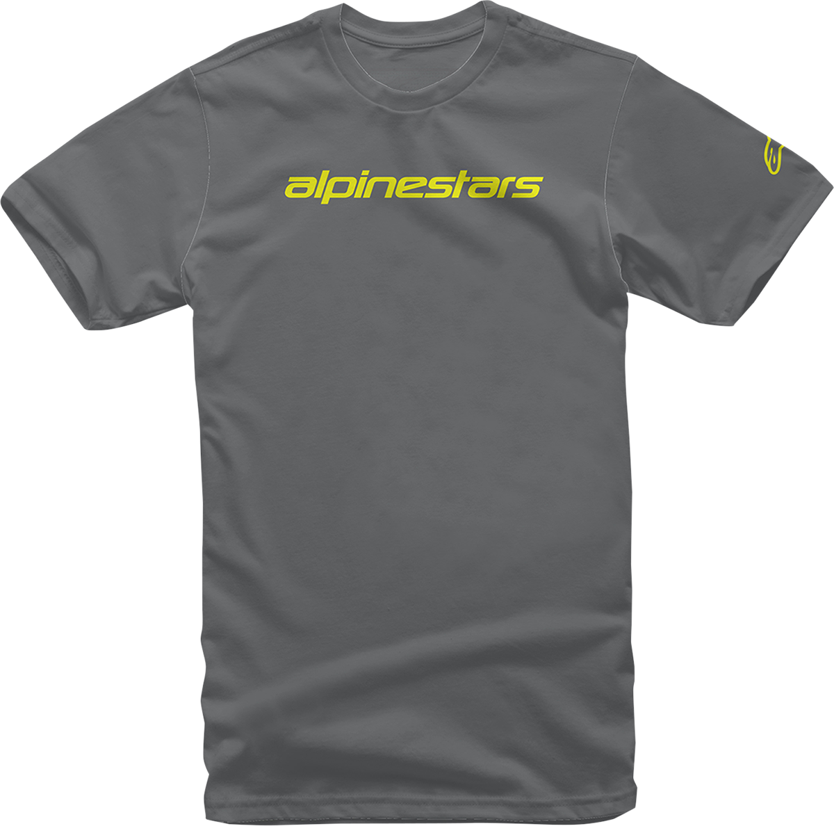 Alpinestars Linear Wordmark T-Shirt 2XL - Charcoal and Fluorescent Yellow, Part 12127202018522X