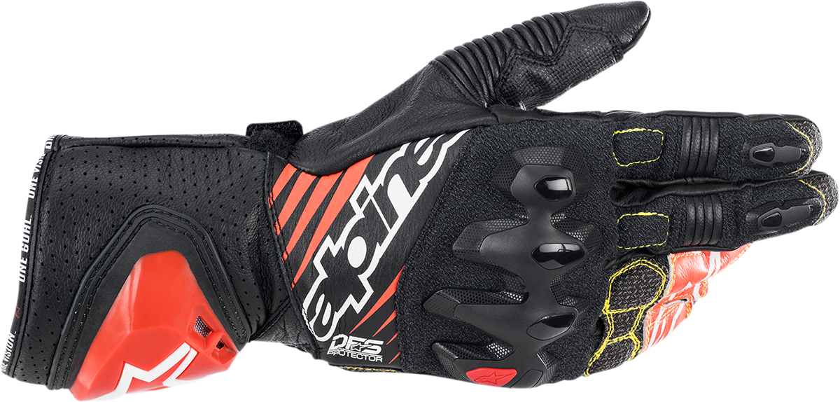 Alpinestars GP Tech V2 S Gloves - Black, White & Fluo Red - Small | Part Number 3556422-1231-S