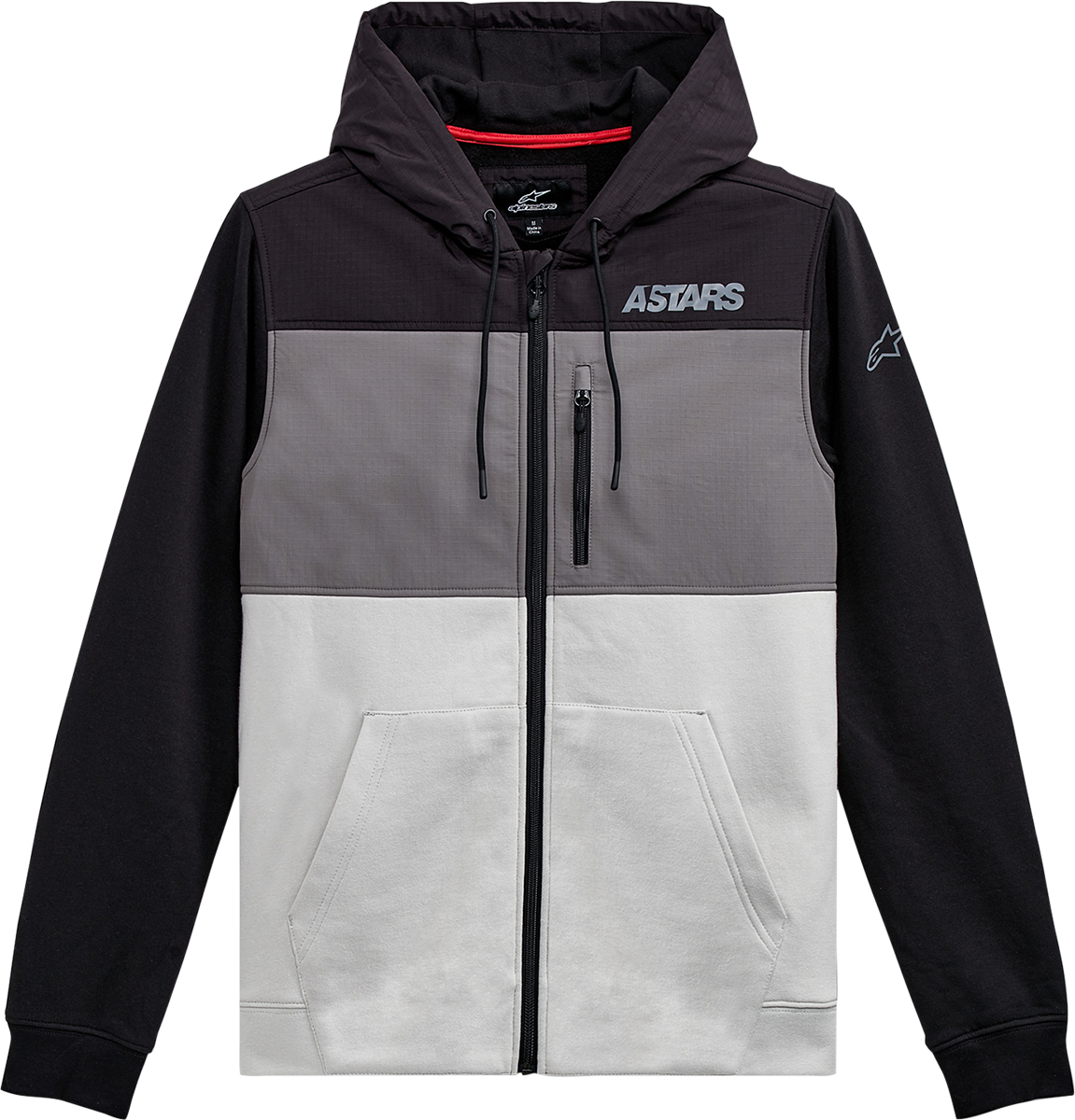 Alpinestars Elevate Jacket Black/Silver Medium - Durable Hooded Fleece with Ripstop Overlay
