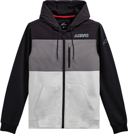 Alpinestars Elevate Jacket - Black/Silver, XL - Hooded Mixed-Material Fleece with Ripstop Overlay