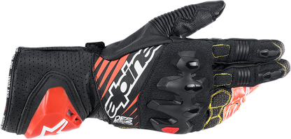 Alpinestars GP Tech V2 S Gloves - Black, White & Fluo Red - 2XL