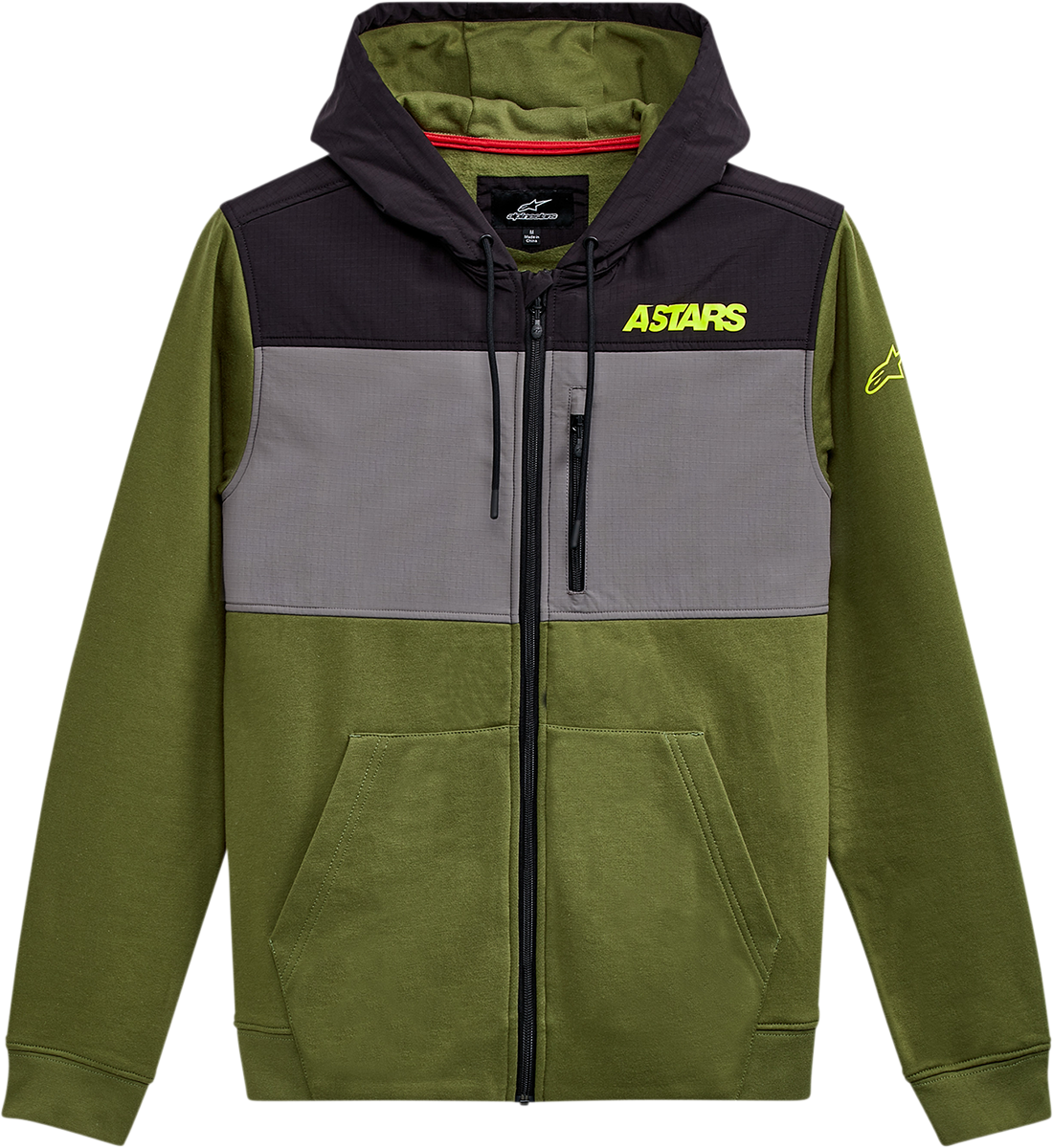 Alpinestars Elevate Jacket - Olive, Medium - Durable Hooded Fleece with Ripstop Overlay