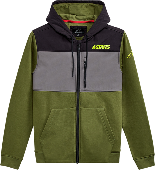 Alpinestars Elevate Jacket - Olive, Medium - Durable Hooded Fleece with Ripstop Overlay