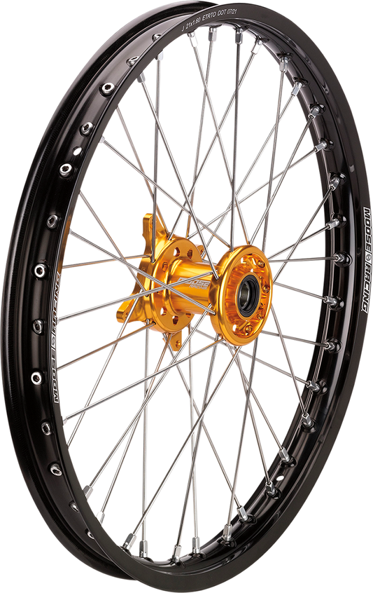 MOOSE OFFROAD SX-1 Front Wheel Assembly for Suzuki RM-Z 250/450 – Black Wheel with Gold Hub, 21x1.6 Inches, Part SF-16021-BKGD